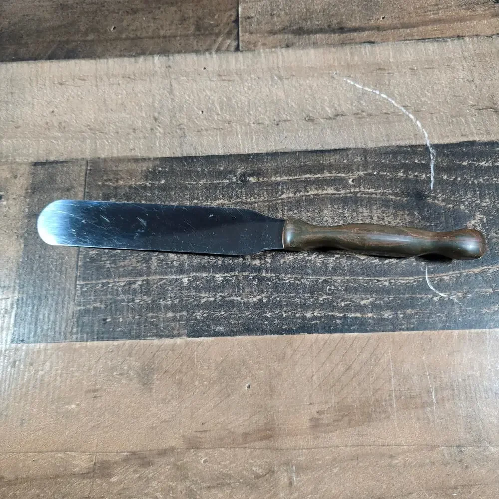 CUTCO Spatula # 1028 Spreader Knife Cake Frosting Utensil Brown Swirl Handle USA